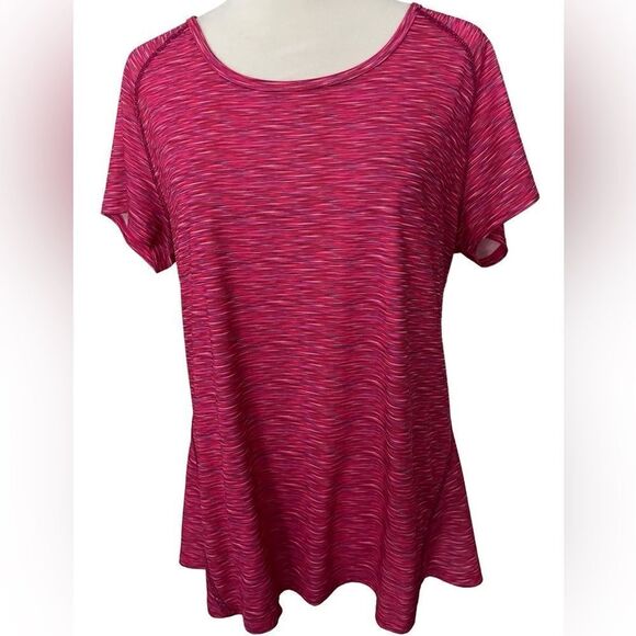 Reel Legends pink/purple/white scoop neck polyester space dye top size L - Picture 1 of 8